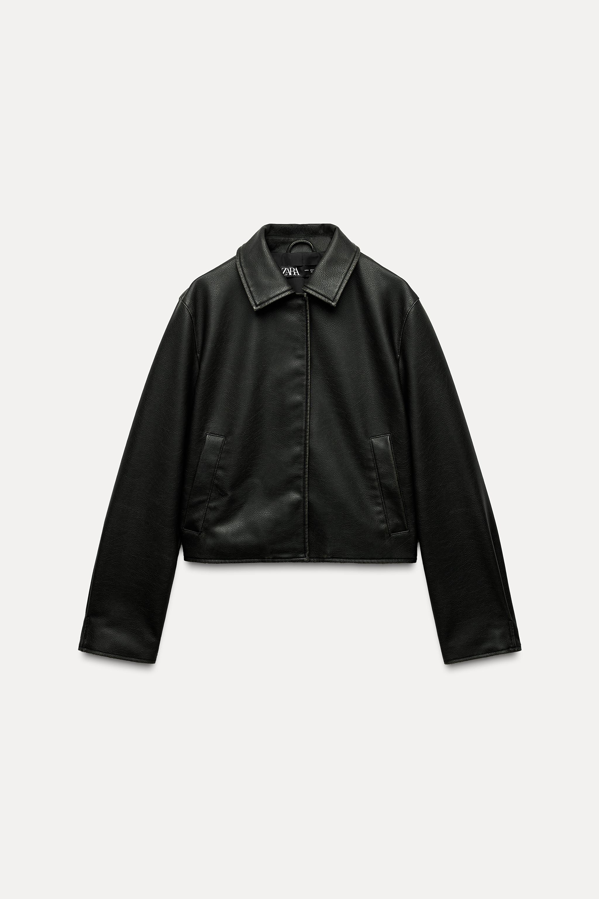 Cazadora Efecto Piel Cazadoras De Piel Mujer Zara Zara Bomber