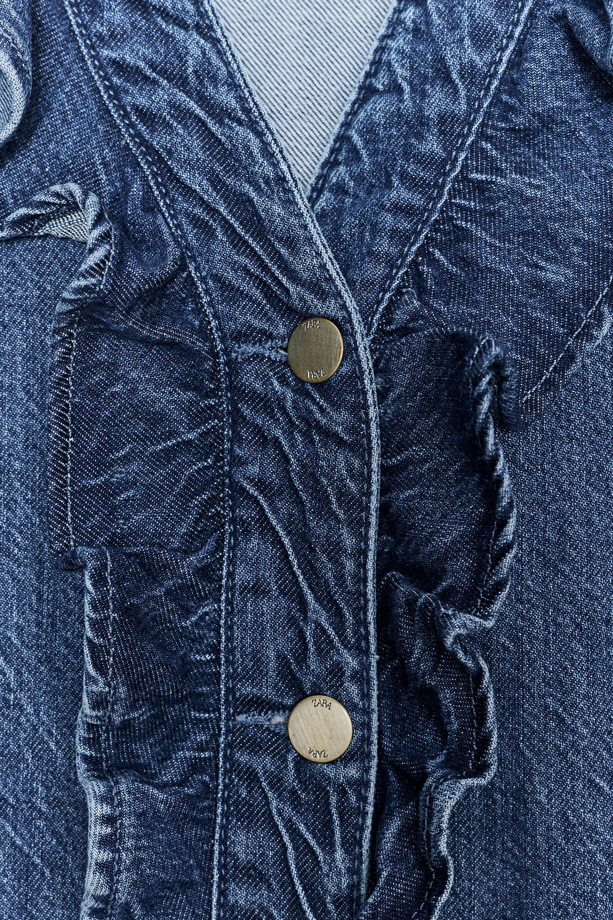 Z1975 DENIM RUFFLE SHIRT - Mid-blue | ZARA India