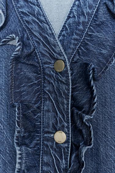 Z1975 DENIM RUFFLE SHIRT - Mid-blue by Zara - Image 2