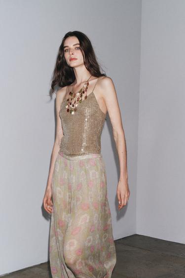TOP EN MAILLE SEQUINS - Doré de Zara - Image 3