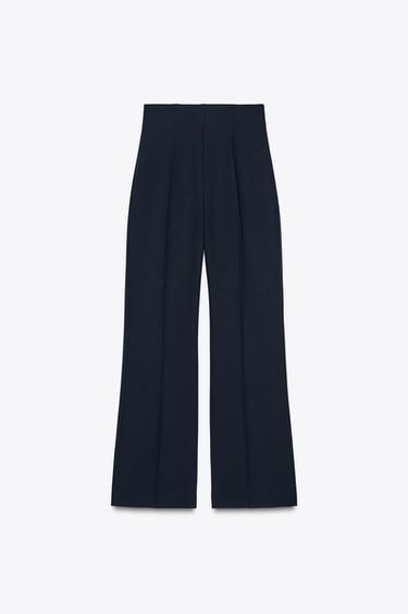 ZW COLLECTION HIGH-WAIST TROUSERS WITH ZIP - Navy blue by Zara
