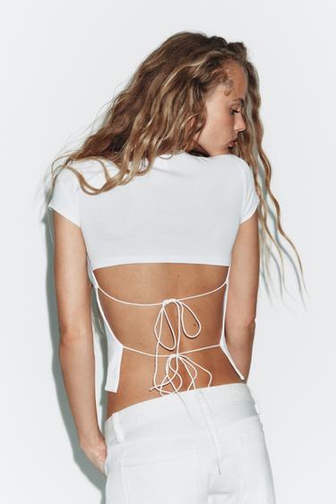 TOP DOS NU LAÇOS - Blanc de Zara - Image 1