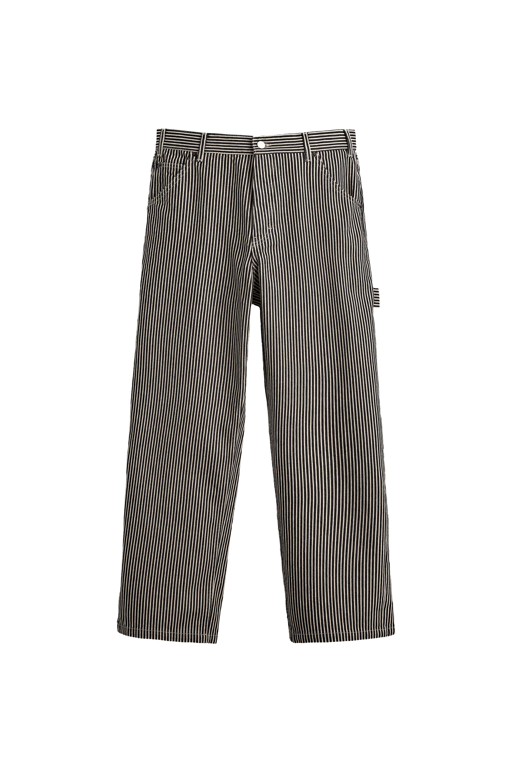 ストライプ柄カーペンターバギーフィットパンツ - ブルー | ZARA Japan