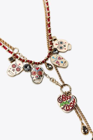 LOT DE 2 COLLIERS CRÂNES ÉMAILLÉS - Doré de Zara - Image 2