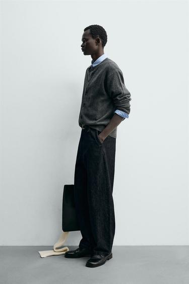 RELAXED FIT WOOL BLEND CARDIGAN - Grey by Zara - Image 3