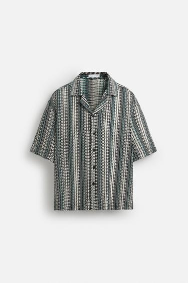 GEOMETRIC JACQUARD SHIRT - Turquoise by Zara - Image 7