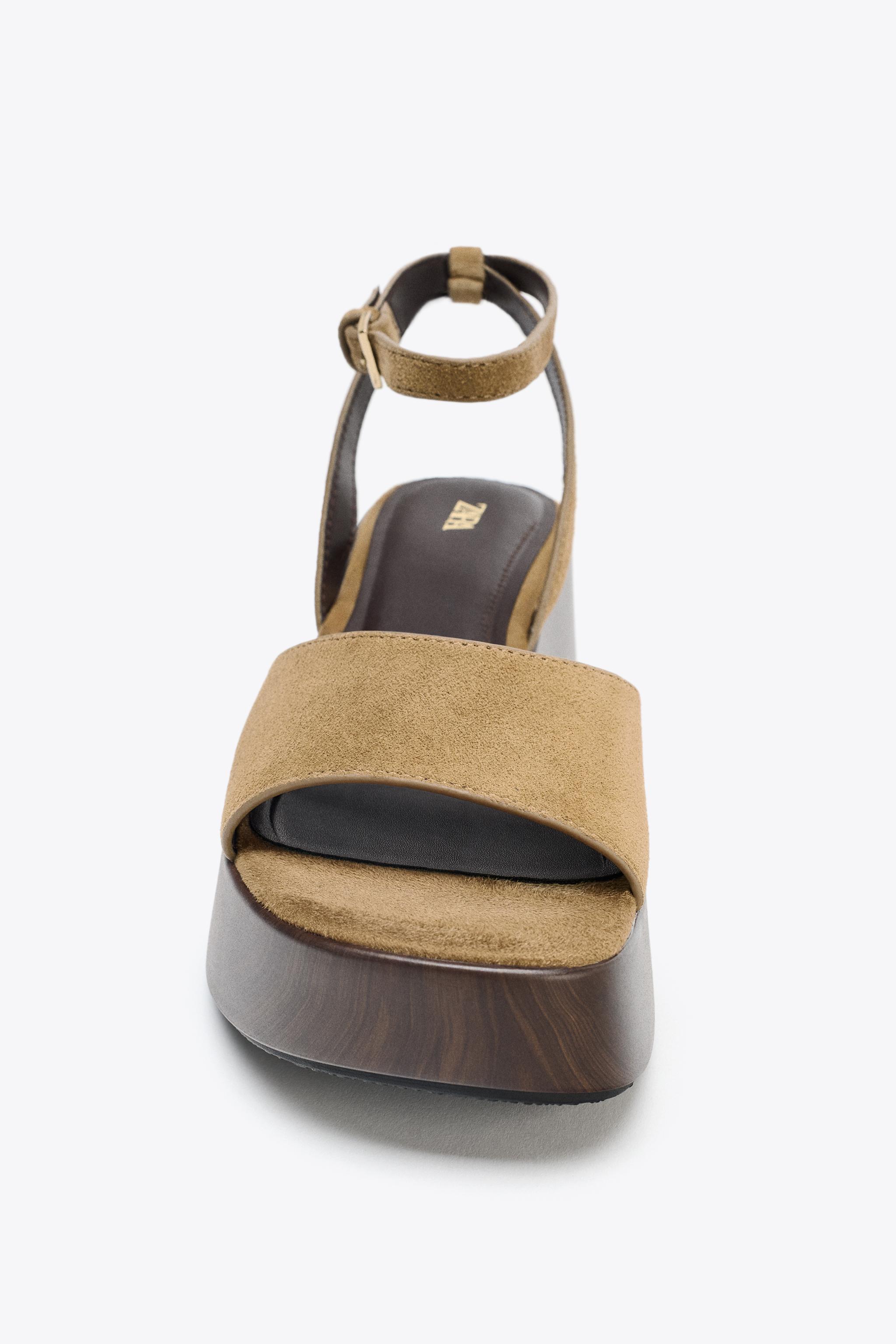 SPLIT LEATHER PLATFORM SANDALS
