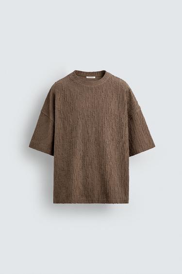 Zara IRREGULAR TEXTURED SWEATSHIRT - Brown