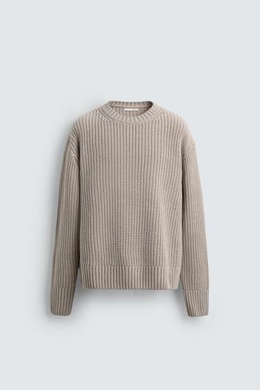 PULLOVER MIT BAUMWOLL- UND WOLLSTRUKTUR - Hellbeige von Zara