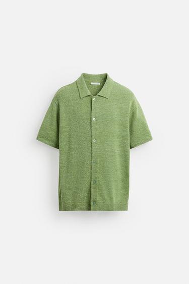 CHEMISE EN MAILLE À TEXTURE BOUCLÉ - Vert de Zara - Image 6