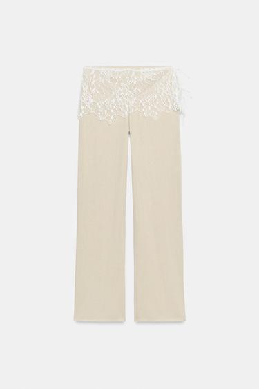 LACE RIB TROUSERS - Chalk pink by Zara - Image 3