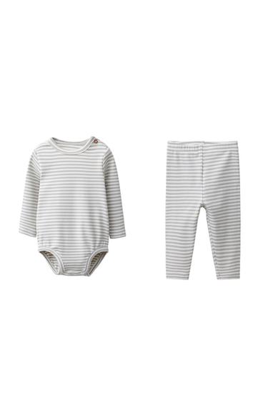 PACK BODY Y LEGGING RAYAS ETIQUETA - Azul pastel de Zara