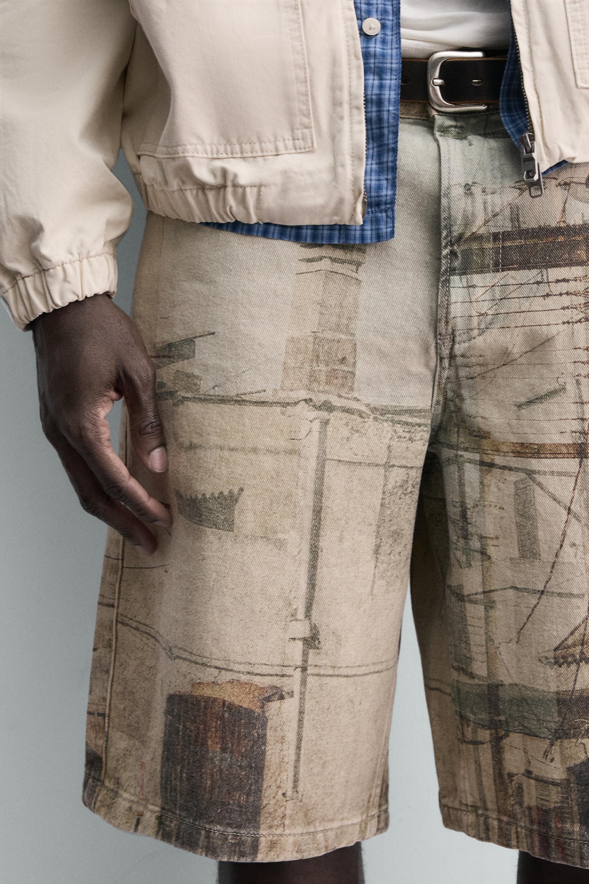 ABSTRACT PRINT BAGGY FIT SHORTS
