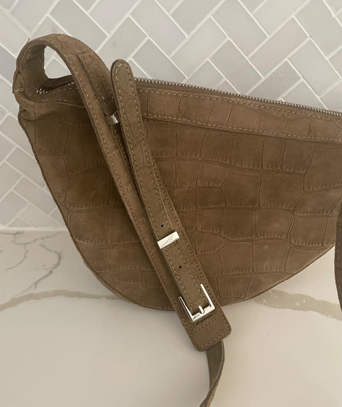 MOCK CROCK SUEDE CROSSBODY BAG - Image 3