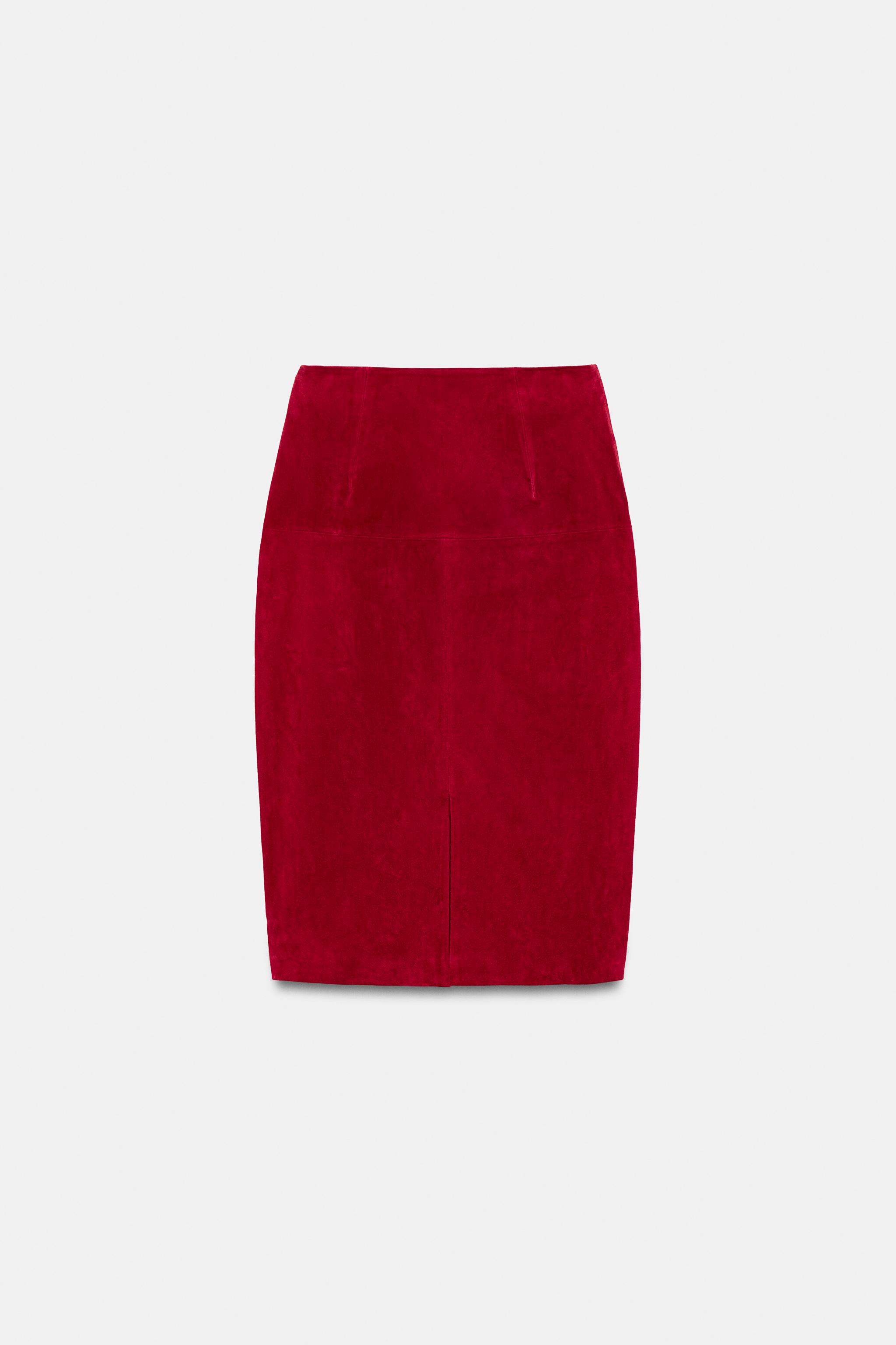 100% LEATHER MIDI SKIRT