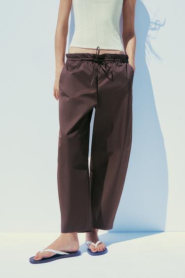 BARREL TROUSERS - Dark brown by Zara - Image 1