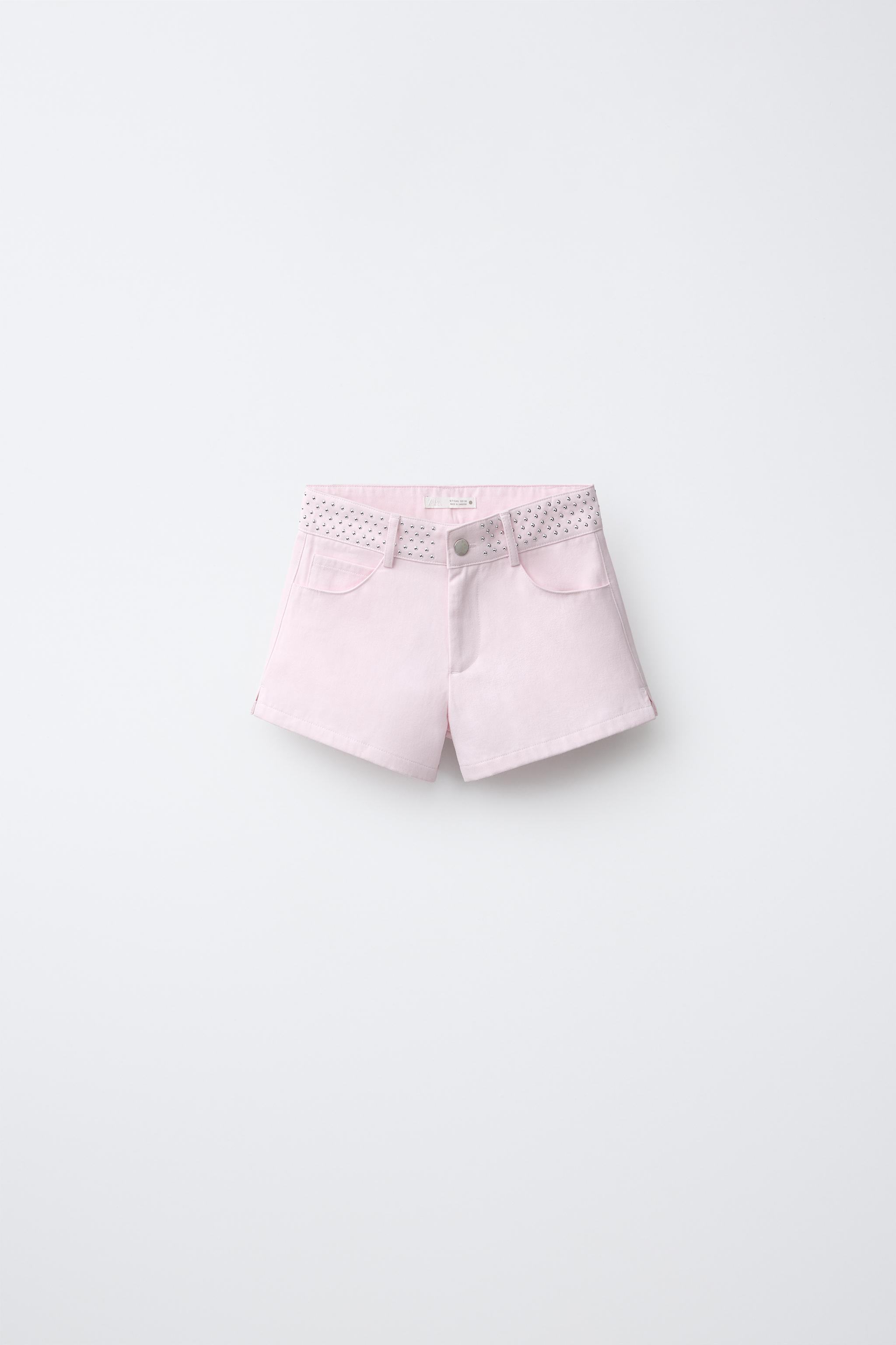 STUD AND STAR DETAIL SHORTS — Pink