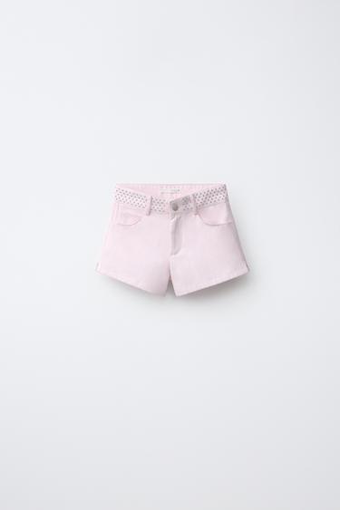 STUDDED STAR DETAIL BERMUDA SHORTS - Pink by Zara