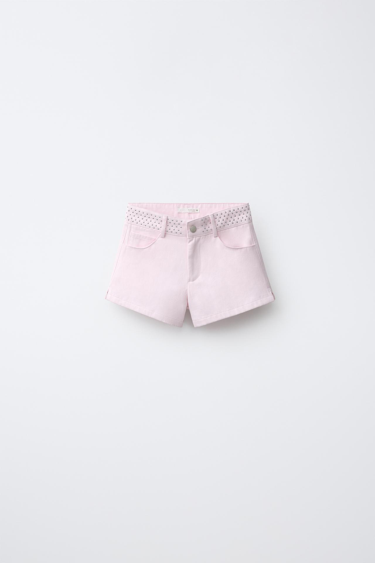 STUD AND STAR DETAIL SHORTS — Pink