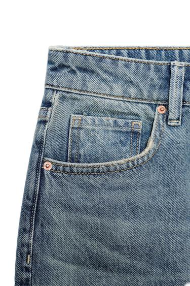 Zara Z1975 MID-RISE SLIM CROPPED JEANS - Blue / Green