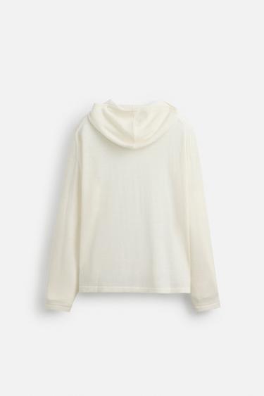 LINEN/WOOL HOODIE - Ecru by Zara - Image 7