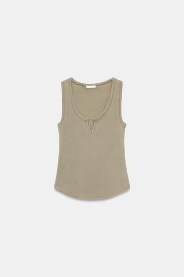TOP RUSTIQUE EFFET DÉLAVÉ - Beige foncé de Zara - Image 2