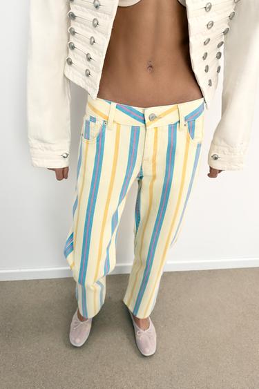 JEAN TRF DROIT TAILLE BASSE À RAYURES - Rayures de Zara - Image 1