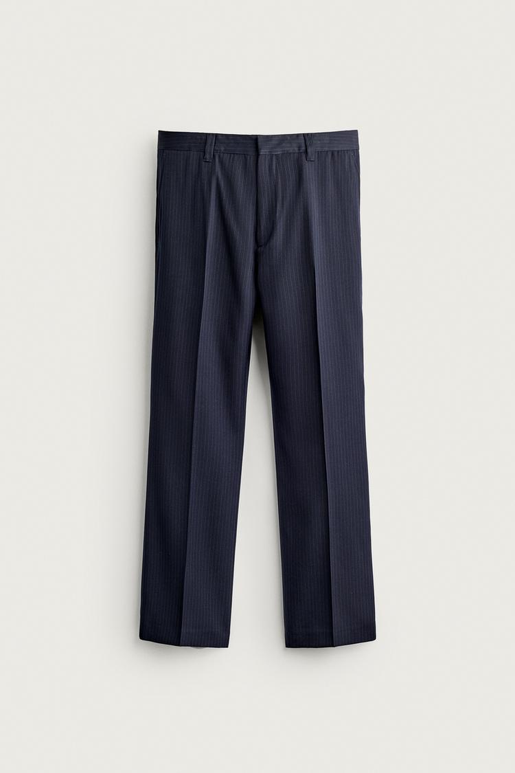 PINSTRIPED FLARE FIT SUIT TROUSERS