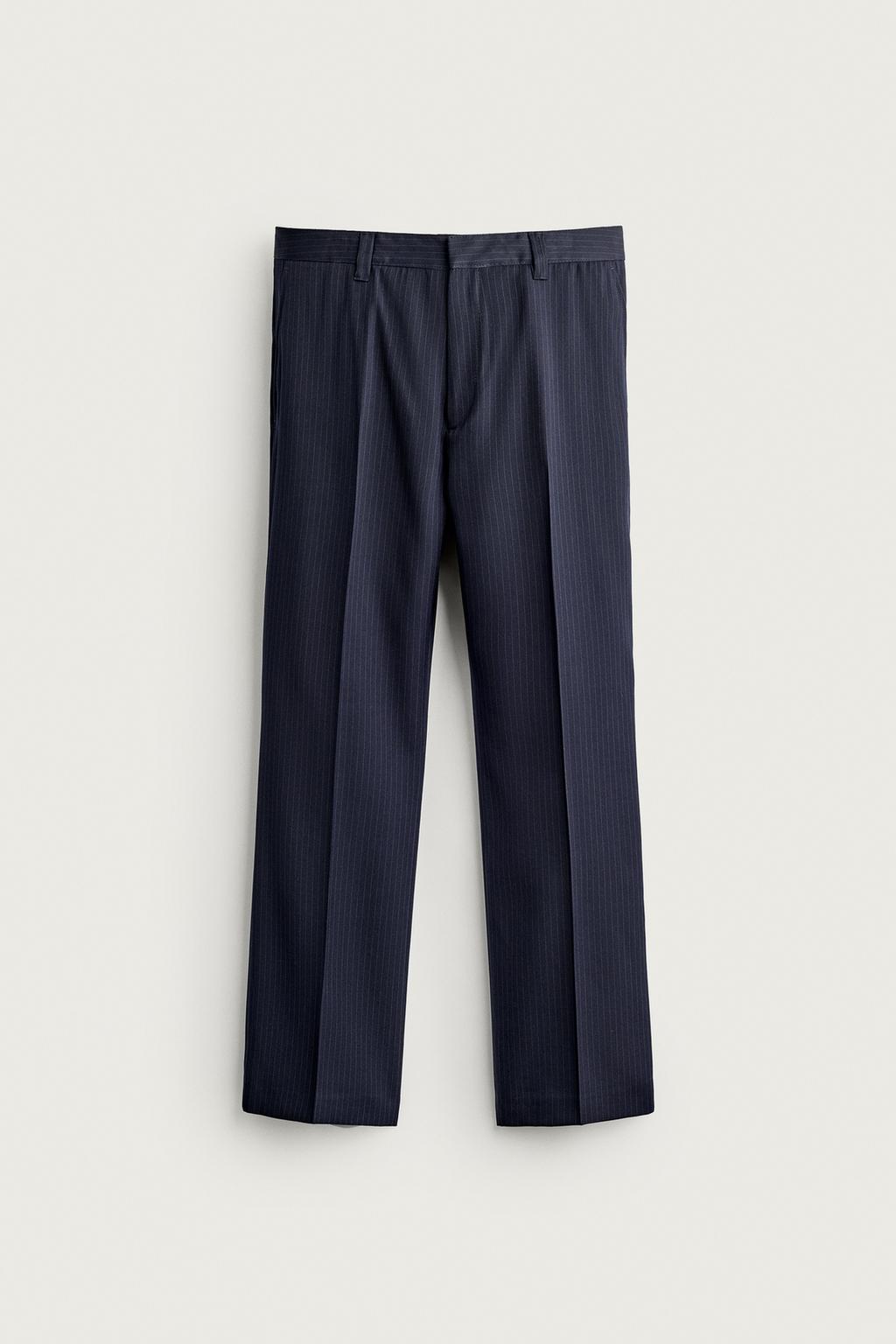 PINSTRIPED FLARE FIT SUIT TROUSERS