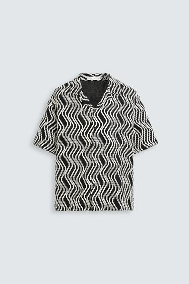 Zara JACQUARD SHIRT - Beige