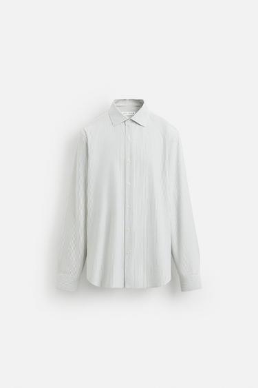 REGULAR FIT SHIRT - Green stripe by Zara