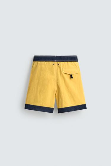 CONTRAST LONG SWIMMING TRUNKS - Light yellow by Zara - Image 6