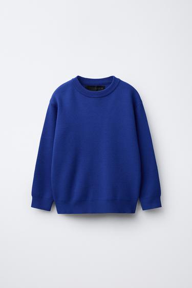 ENSFARVET STRIKTRØJE - Midnight blue fra Zara