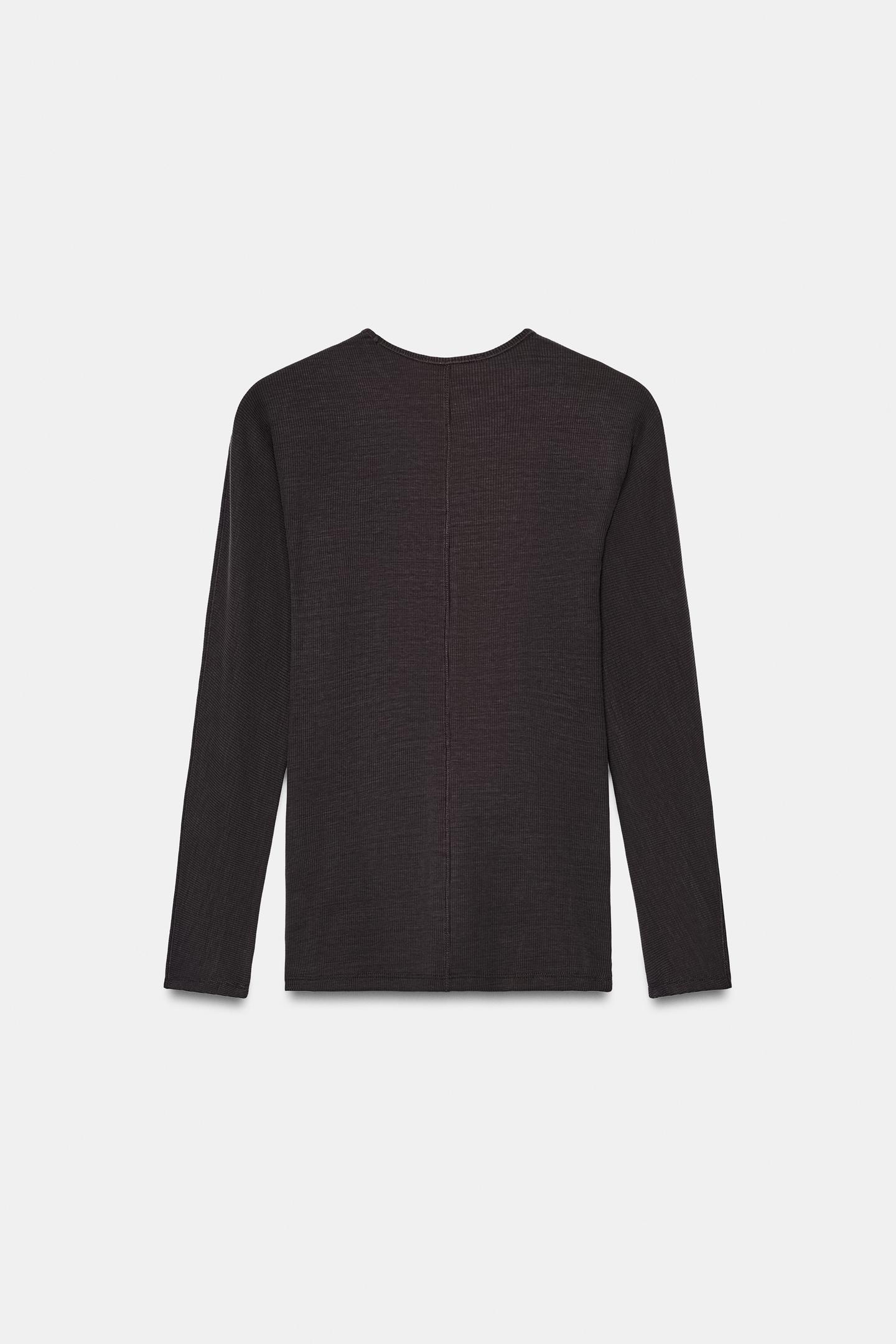 Женская футболка Zara Lyocell Crew Neck, цвет: Тёмный баклажановый — фото 7