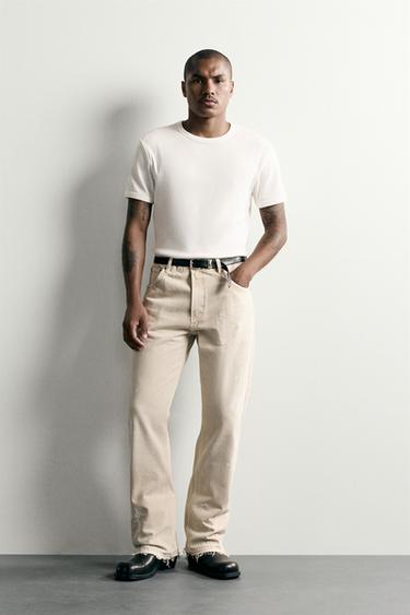 PAINT SPLATTER FLARE FIT JEANS - Light tan by Zara