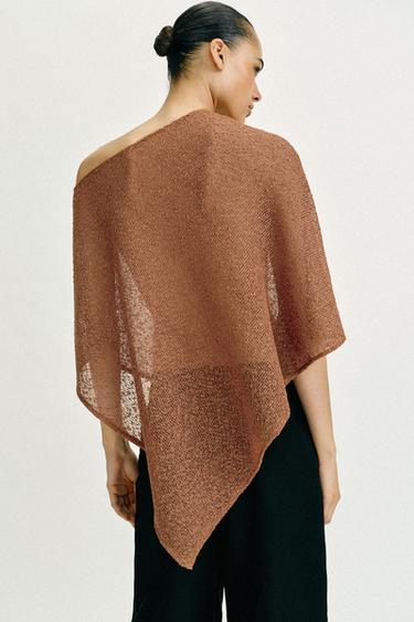 CAPE ASYMÉTRIQUE À FIL MÉTALLISÉ - Marron de Zara - Image 4
