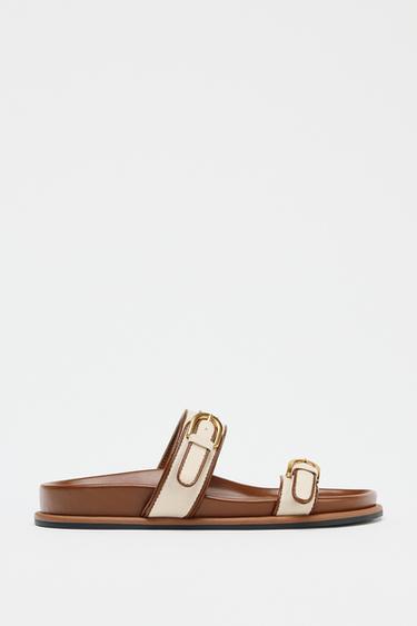 STRAPPY BUCKLE SANDALS - Brown by Zara - Image 0