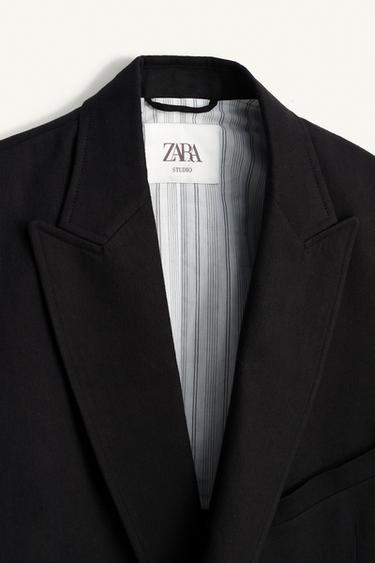 VESTE DE COSTUME À BOUTONNAGE CROISÉ LIN ET LYOCELL - Noir de Zara - Image 8