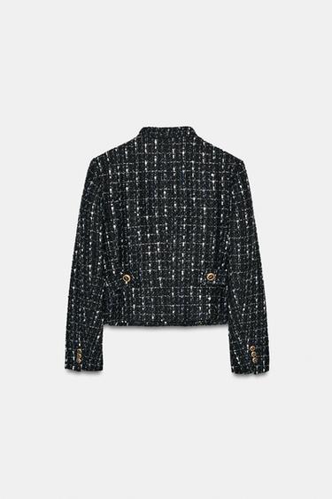 TEXTURED METALLIC THREAD BLAZER - Black / Ecru by Zara - Image 10