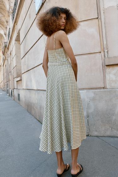CHECK STRAPPY MIDI DRESS - Yellow by Zara - Image 5