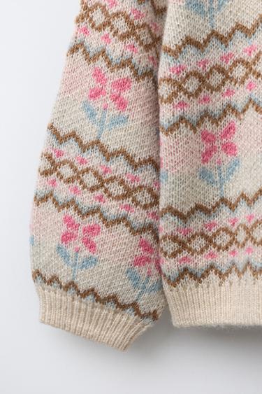 PULL EN MAILLE JACQUARD AVEC LAINE - Fuchsia de Zara - Image 3