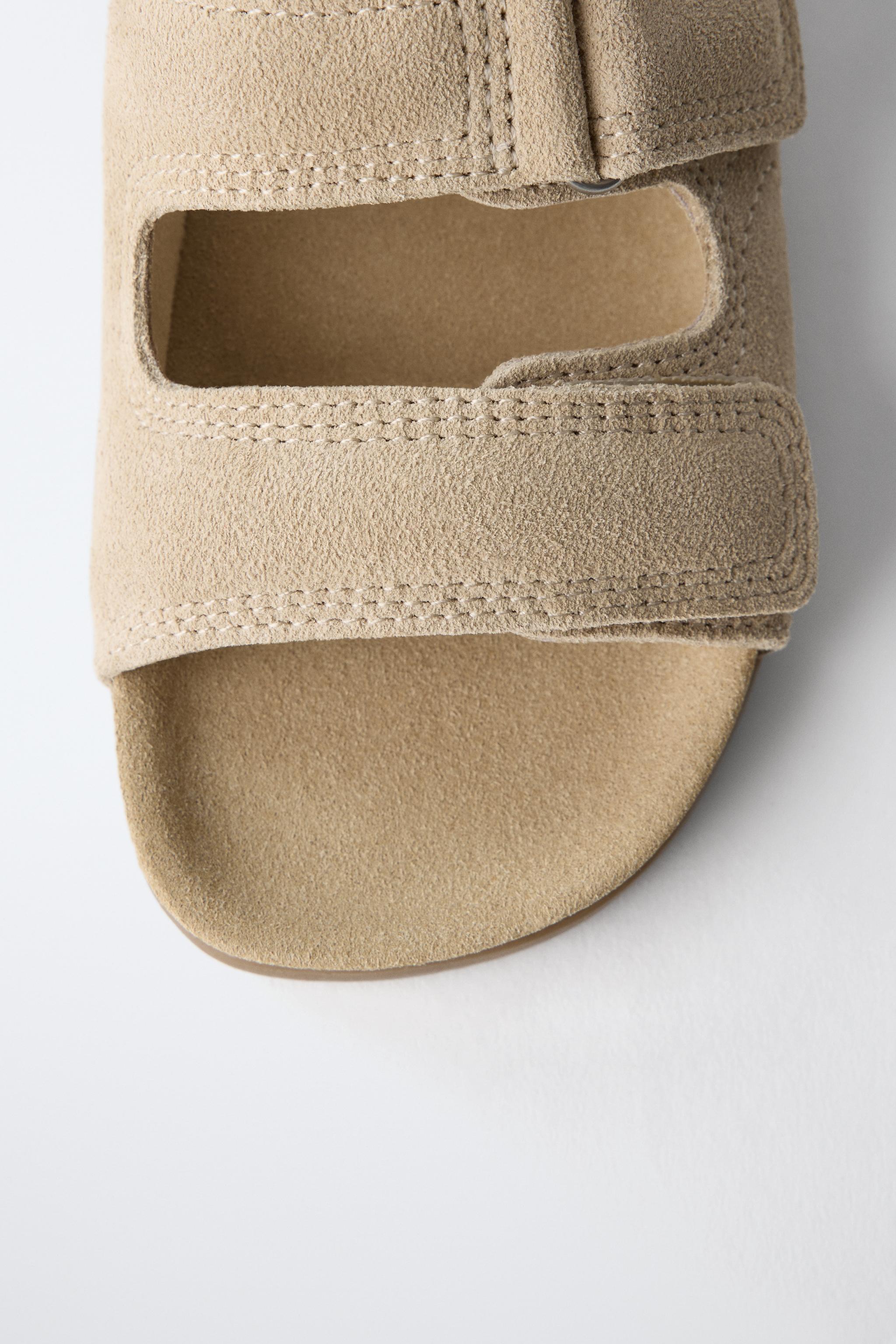 DOUBLE STRAP LEATHER SANDALS - Sandy Brown | ZARA United States