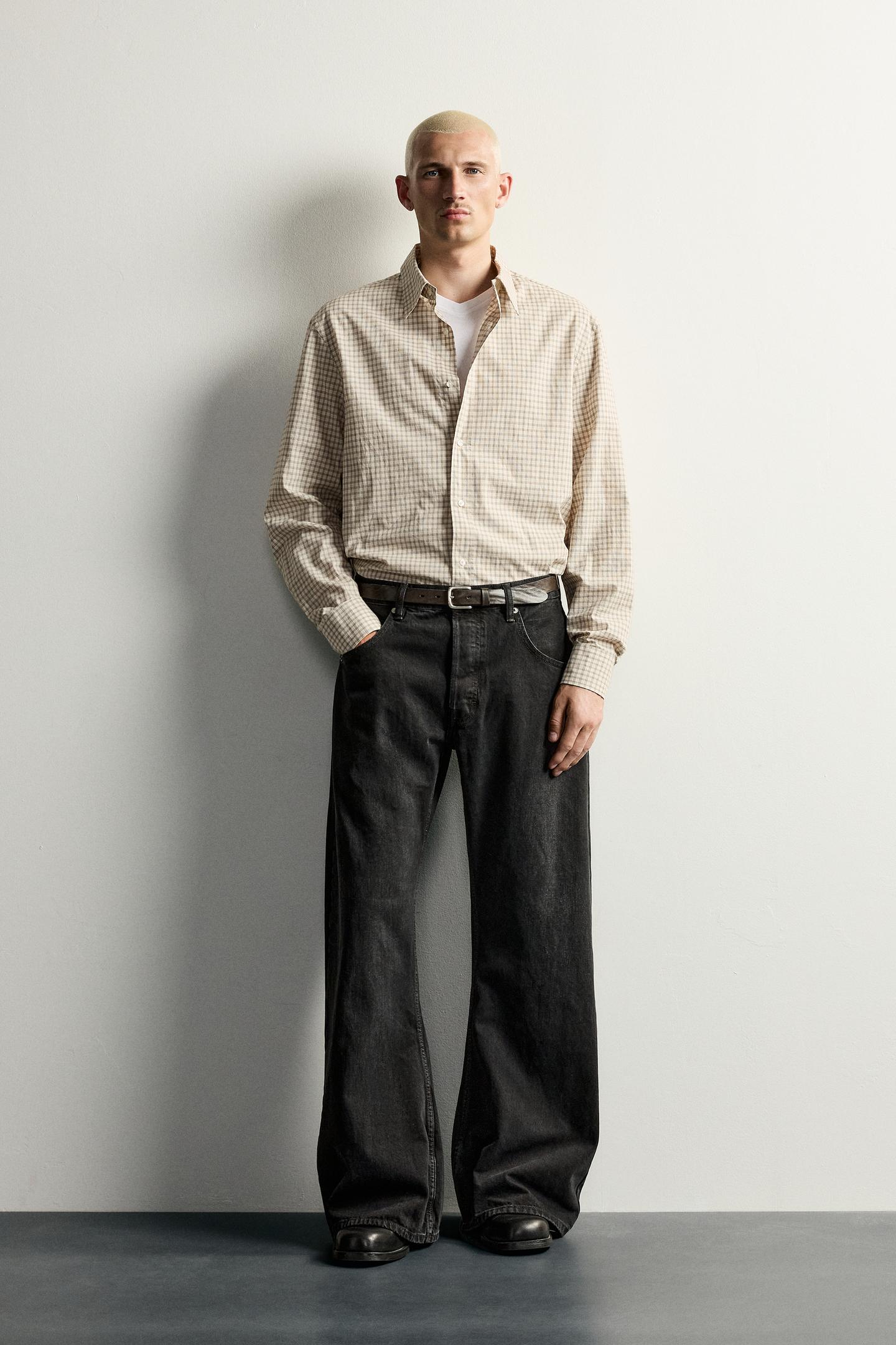 Мужские джинсы Zara Barrel Flare Fit, цвет: Чёрный — фото 1
