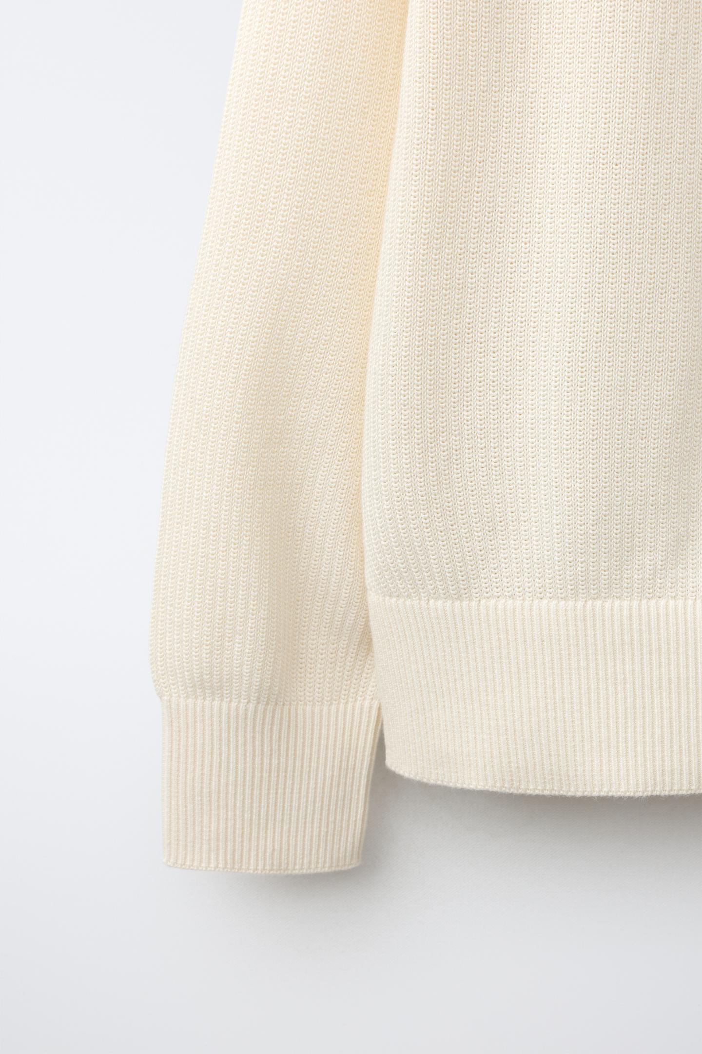 Детское поло Zara Plain Textured Polo, цвет: Экрю — фото 4