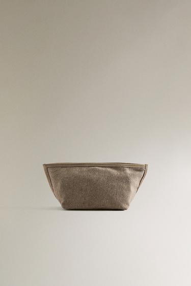 MEDIUM FABRIC WASH BAG - Taupe Grey by Zara - Image 0