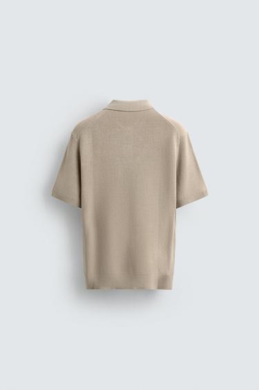 POLO EN MAILLE NACRÉE - Marron clair de Zara - Image 7