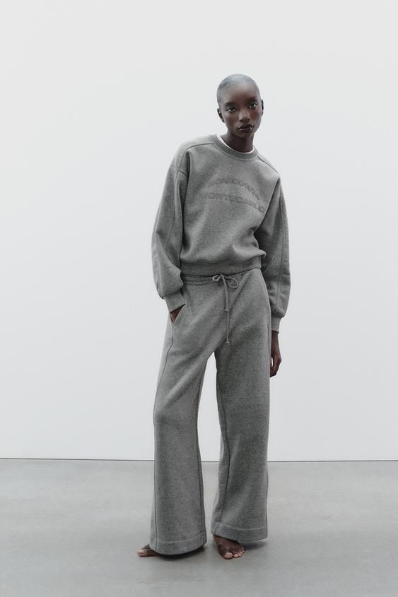 グリッターテキストスウェットシャツ - グレー | ZARA Japan / 日本 