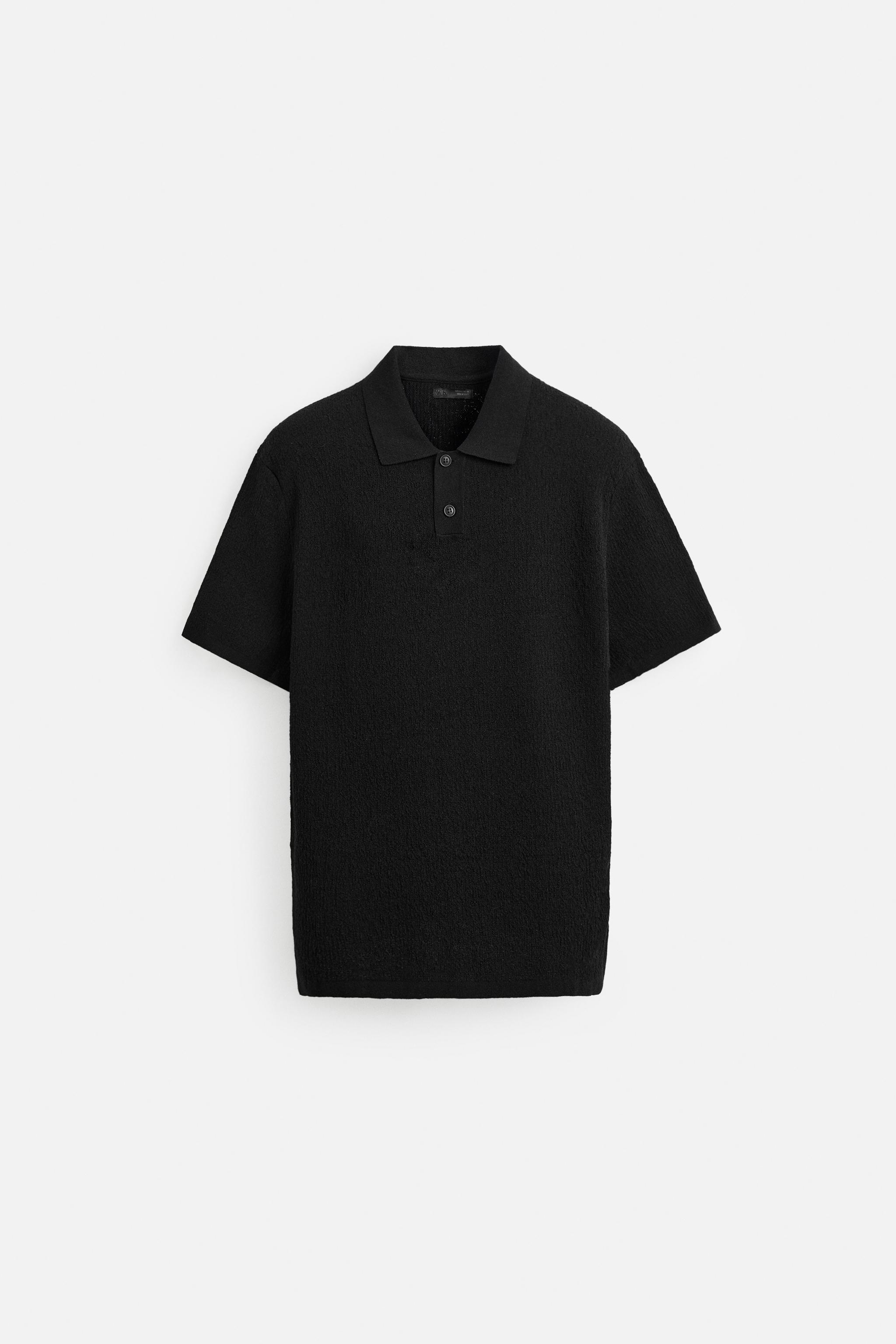 REGULAR FIT TEXTURED POLO SHIRT - Black | ZARA United States