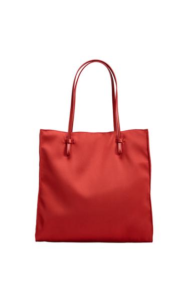 ΤΣΑΝΤΑ SHOPPER ΣΑΤΙΝΕ - Κόκκινο του Zara