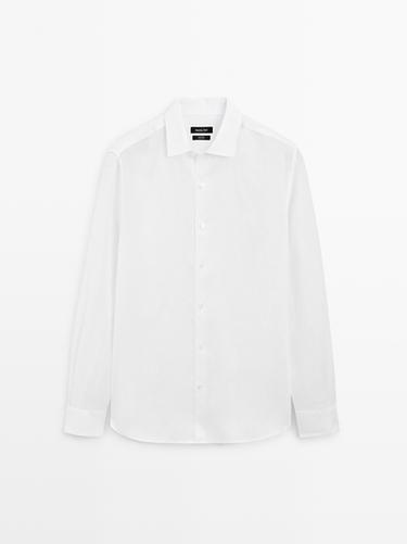 Camisa regular fit ligera lino - Blanco de Zara